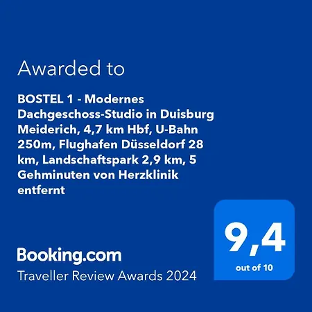 Apartment Bostel 1 - Modernes Dachgeschoss-studio In Meiderich, 4,7 Km Hbf, U-bahn 250m, Flughafen Duesseldorf 28 Km, Landschaftspark 2,9 Km, 5 Gehminuten Von Herzklinik Entfernt